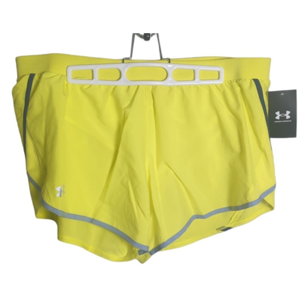 Under Armour heatgear womens yellow running shorts loose‎ high visibility XL